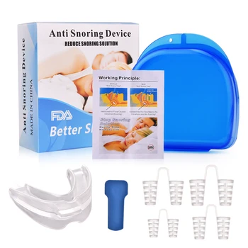 

4pcs Anti Snoring Solution Kit Nasal Dilators Mouth Guard Mouthpiece Stop Snoring Device Sleep Care Tool for Men Women Toiletry
