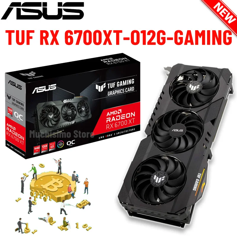 

GDDR6 Asus TUF-RX6700XT-O12G-GAMING Graphics 16000MHz 12GB 192bit Radeon RX 6700 XT Video Card RX6700XT Mining Card GDDR6 New