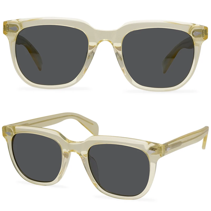 

Personalized Fashion Full Frame Acetate Sunglasses Polarized Rivet Neutral Green Sunglasses