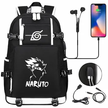 

New Anime Naruto Uchiha Itach USB Boy Girl Book School Bag Large Capacity Teenagers Student Schoolbags Women Men Travel Backpack