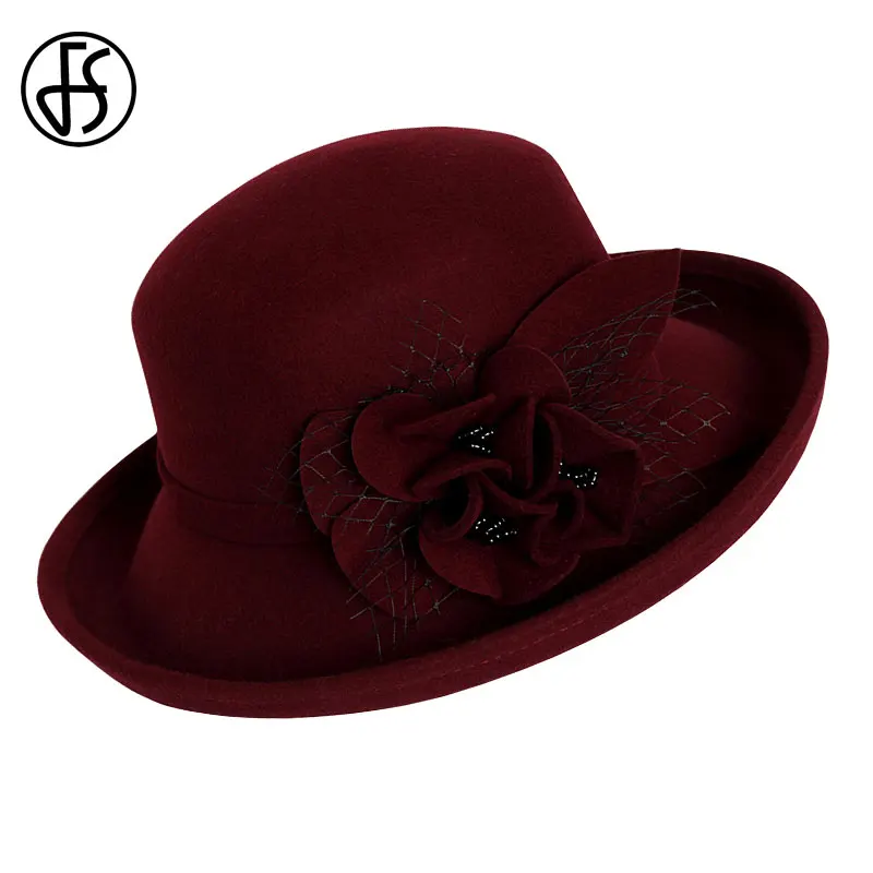 FS в винтажном стиле с широкими полями шерсть фетровая шляпка шерстяная черная