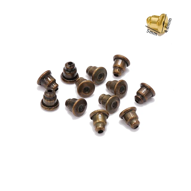 100-200pcs/lot Rubber Earring Back Silicone Round Ear Plug  Earrings Back Stopper For DIY Parts Jewelry Findings Making Tools Style3Antique Bronze