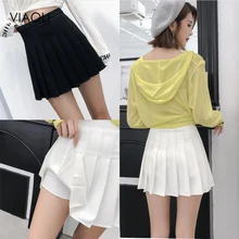 Новинка, плиссированные юбки с высокой талией в стиле Харадзюку, Лолита, серый, белый, черный цвет, трапециевидная Матросская юбка, косплей, японские школьные юбки, униформа