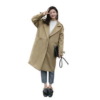 

Casual Fashion Women Long Cashmer Coat Loose Solid Women's Woolen Jacket Covered Button Coat And Jacket