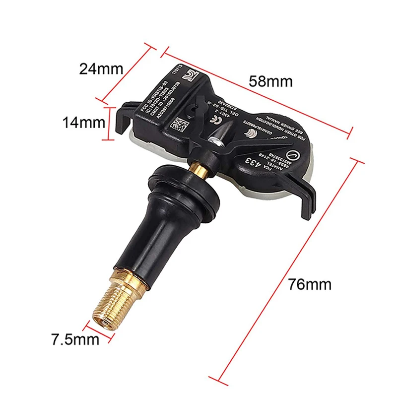 4 шт. TPMS система контроля давления в шинах 68313387AB подходит для Grand Cherokee Jeep Renegade Chrysler 200 Пасифика