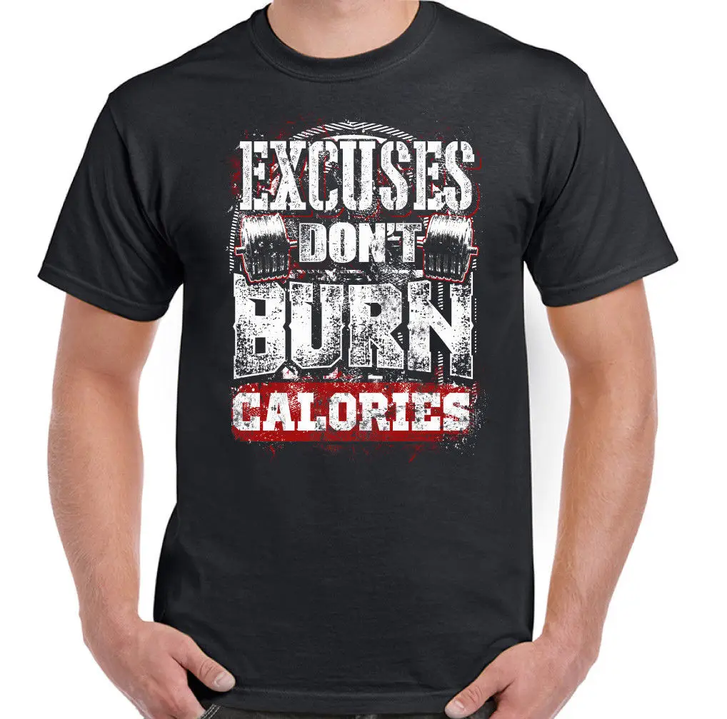 Мода 2019 Топ Футболка Мужская s Excuses Ne Calories Hommes Musculation с принтом футболки для мужчин|