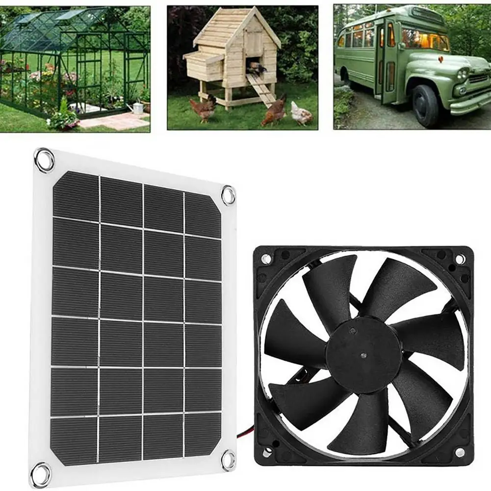 10W 5V Solar Panel Powered Fan IP65 Waterproof 6 Inch Mini Ventilator Solar Exhaust Fan For Dog Chicken House Greenhouse RV Car solar exhaust fan