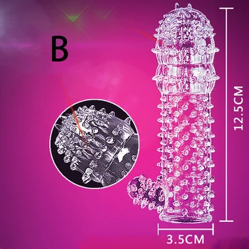 Reusable Condom Penis Sleeve Male Enlargement Time Delay Spike Clit Massager Cover Crystal Clear Condoms Adult Sex Toy 3