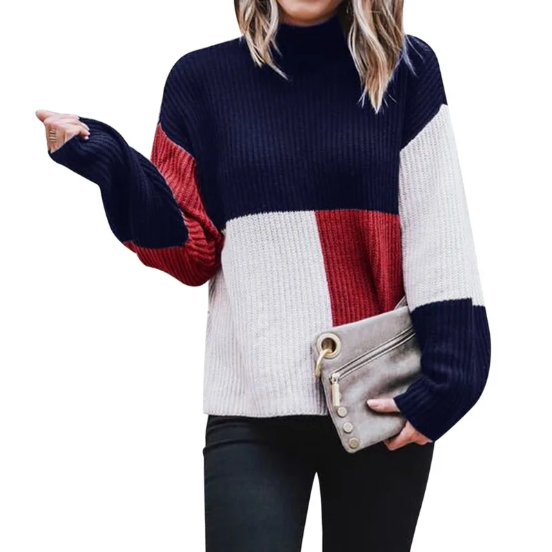 Осенне-зимний женский свитер, повседневный вязаный Свободный пуловер, топ, Модный мягкий свитер с длинным рукавом, джемпер для женщин - Цвет: blue(style3)