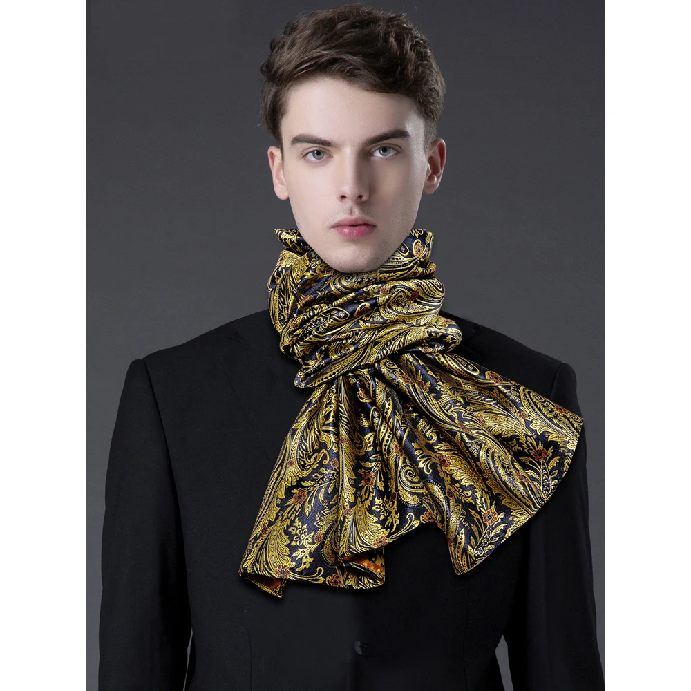 最終値下げBAL  JACQUARD KNIT SCARF 新品未使用 New Fashion Men Scarf Tie Set Blue Gold Jacquard Paisley