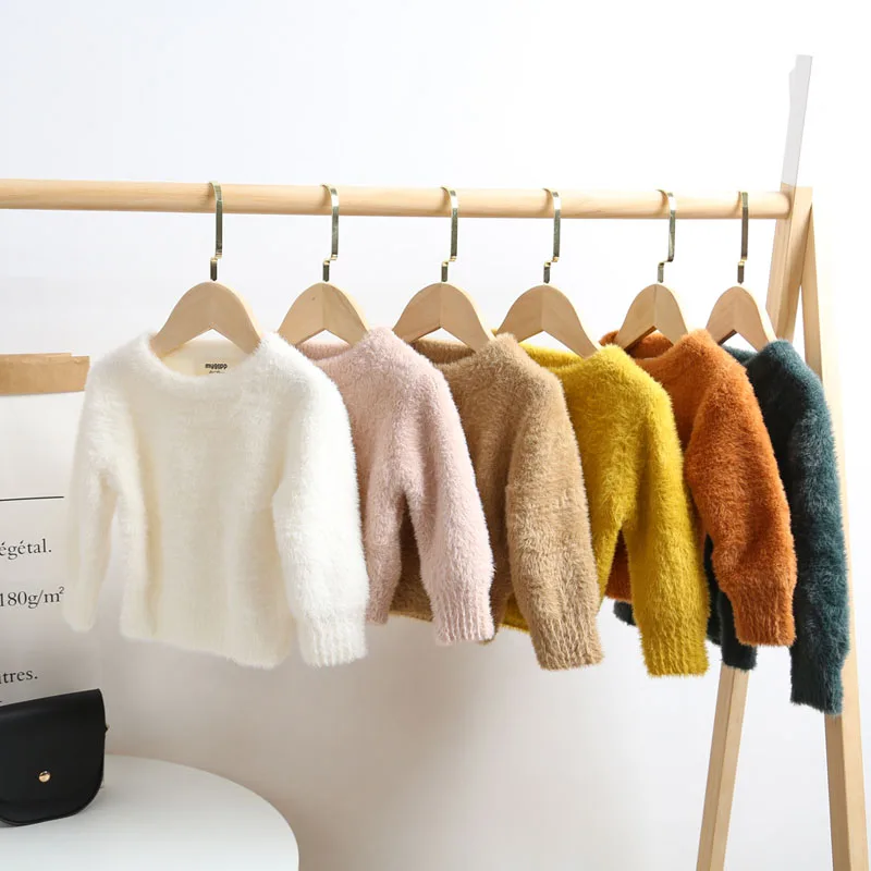 

Girls' Sweaters Winter Wear New Style Imitation Mink Jacket Sweater 1-3 Year Old Baby Warm Coat Kids Sweaters