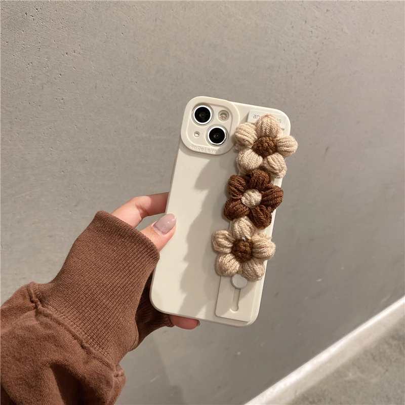 IPhone用リストストラップ付き3Dフラワーデザインの素敵な