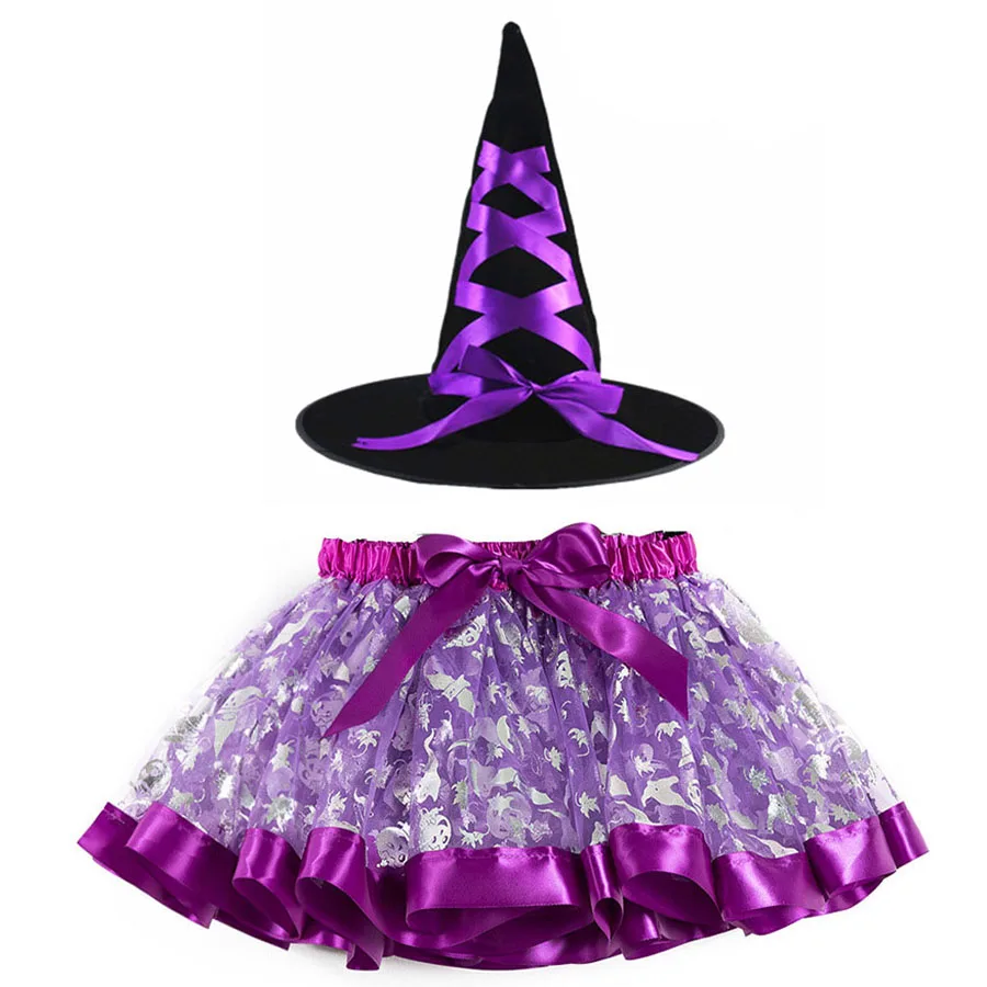 Юбка-пачка на Рождество и Хэллоуин; костюм ведьмы; Одежда для девочек для костюмированной вечеринки; вечерние детские юбки; Детская Шляпа Волшебника - Цвет: B (5)