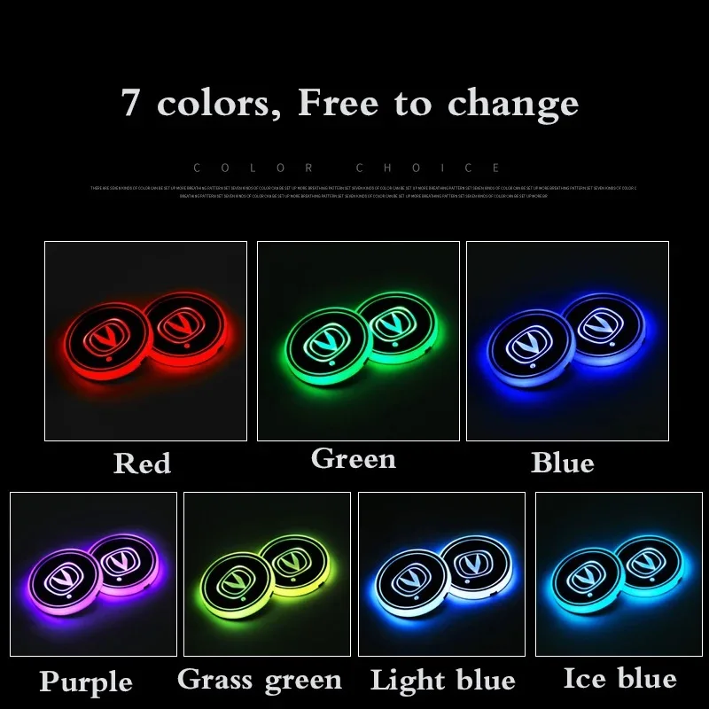 Car LED Water cup lamp charger atmosphere lamp Car Colorful logo water cup lamp For Changan Eado XT CS35 CS75 CS85 CS95 Dsvin V7