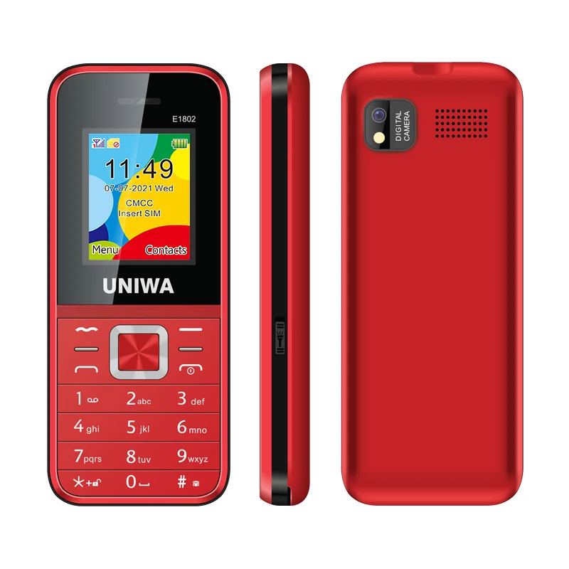 Low Price UNIWA E1802 GSM Feature Phone 1.77" Senior Elder Cellphone Push-button Dual SIM 1800mAh Wireless FM Telephone Portable