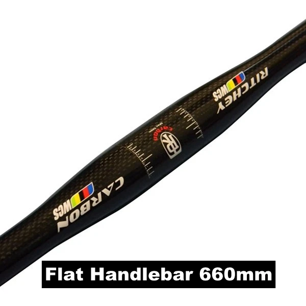 Flat Handlebar 660mm Глянцевая 3K Углеродное волокно горный велосипед комплекты для руля велосипеда подседельный штырь стволовые части велосипеда - Цвет: Flat Handlebar 660mm