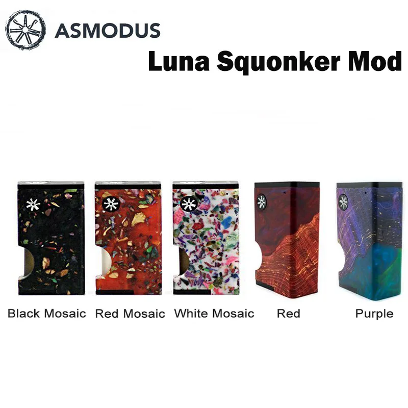 

asMODus Luna Squonker Box Mod with a 6ml bottle powered by single 18650 battery chipset with 80W max E-cig Vape Mod