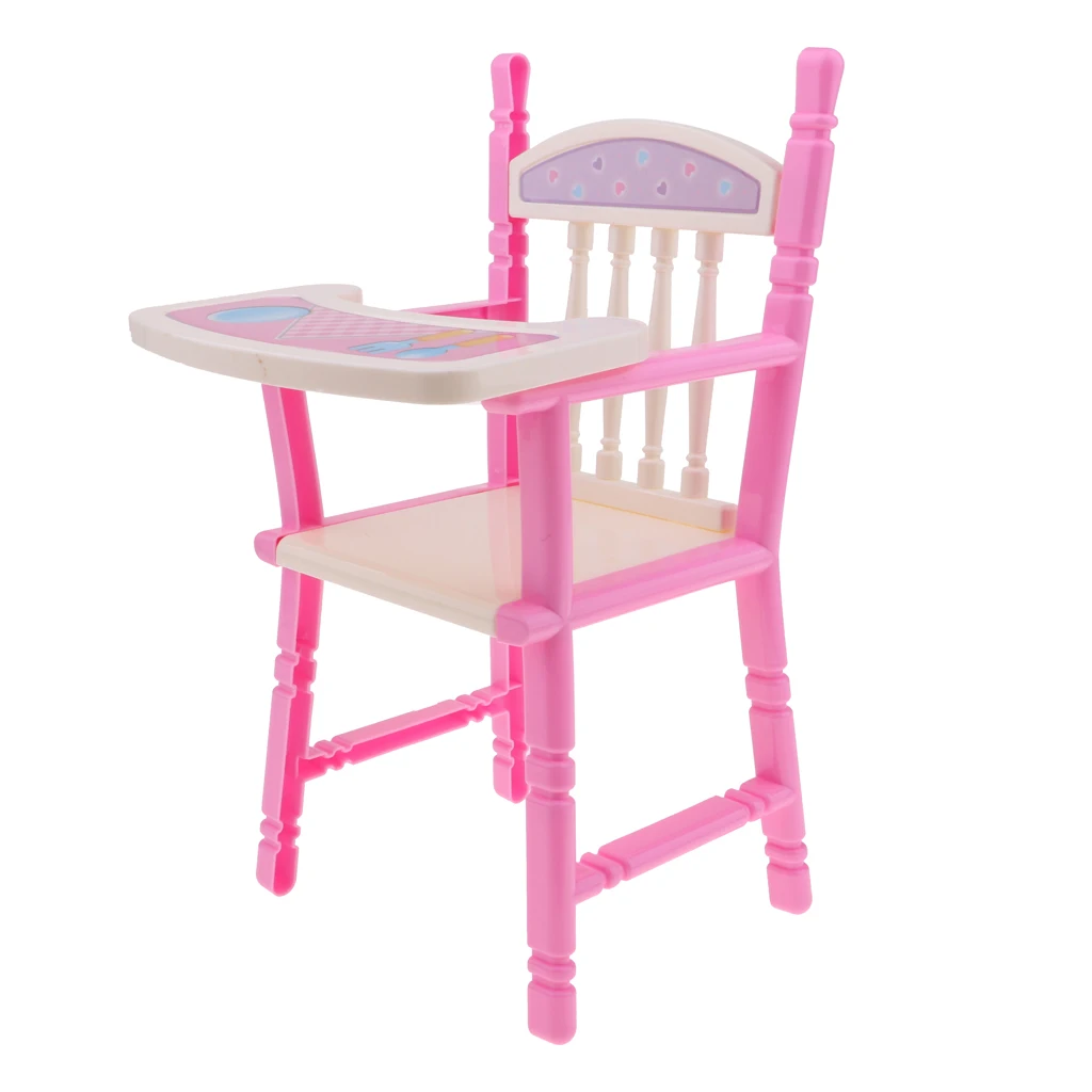 Lovely Reborn Doll Dinner Chair Baby Dolls Highchair Set, for 9-11inch Doll, Also for Dollhouse Dining Room Furniture Toy Decor