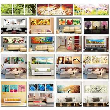 

New arrival 3pcs DIY Oil Painting by Numbers Flower Triptych Animal Landscape Abstract pictures by numbers wall art Home Decor