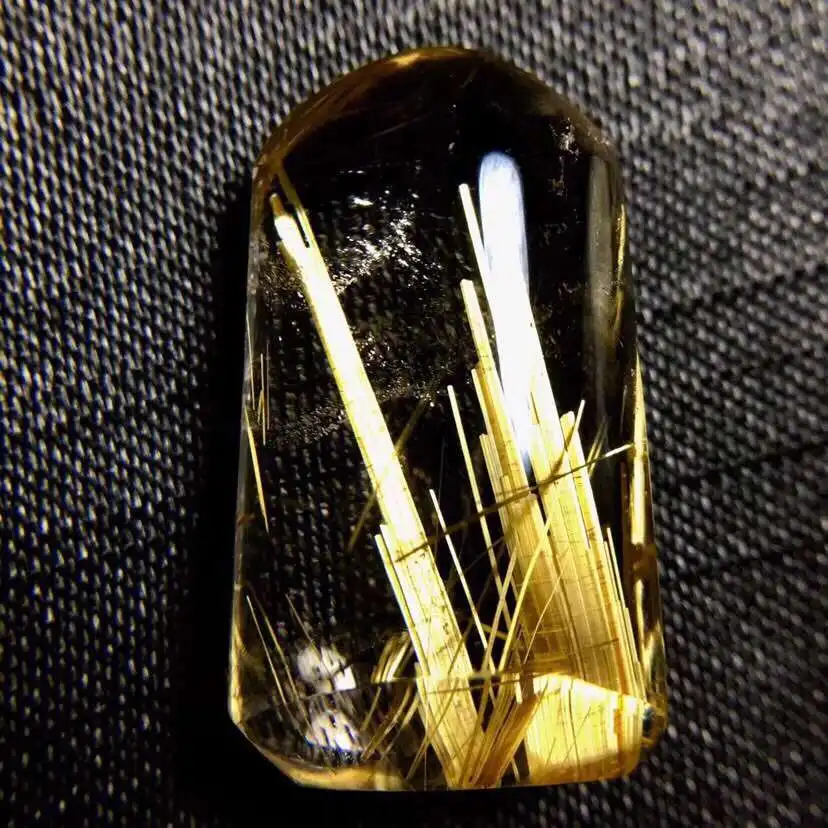

Certificate Natural Gold Rutilated Quartz Stone Pendant Rectangle Gemstone Best Gift 25x15x9mm Crystal Pendant AAAAA