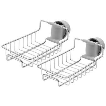 

Kitchen Faucet Sponge Holder, 2 Pack, Stainless Steel Sink Sponge Holder for Dishwashing Accessories, Sink Caddy Organizer for B