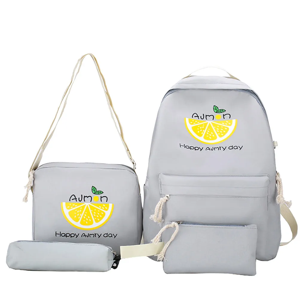 Зима, рюкзак с мультяшным алфавитом для студентов, Orang, Повседневный, большой, вместительный, для путешествий, комплект из 4 предметов, дропшиппинг, ins стиль, сетка красного цвета