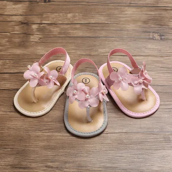 

Newborn Baby Girl Sandals Bling Flower Princess Flats Soft Anti-slip Cotton Sole Summer Infant First Walkers Shoes Little Girl