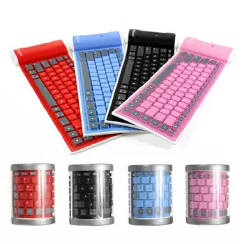 

Folding Bluetooth Keyboard 87 Keys Universal Foldable Wireless Soft Silicone Keyboard for Phone/PC/Tablet Laptop