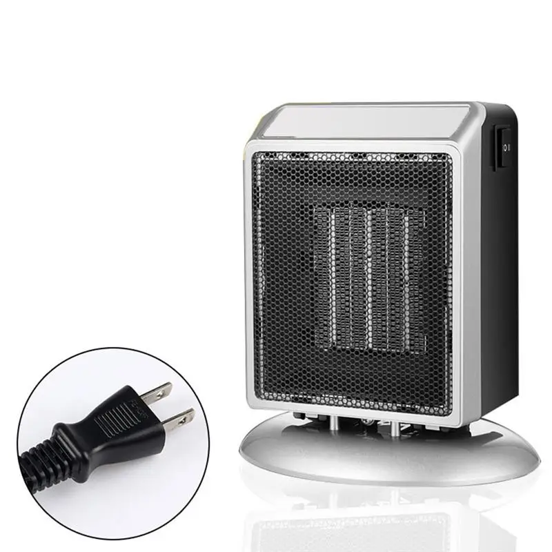 

ROSENICE1Pc 900W Universal Mini Electric Heater Warm Air Blower Upright Household Desk Fan Heater with US Plug (Silver)