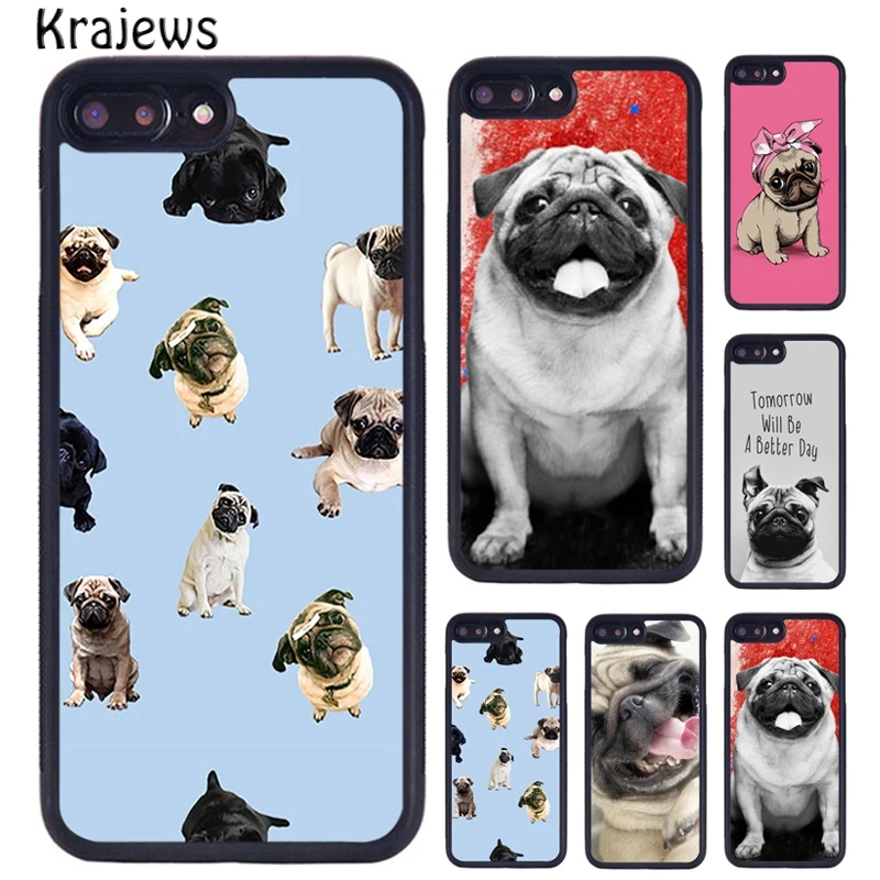 Krajews милого Щенка Мопса швабры мобильный телефон чехол для iPhone 5 6 S 7 8 плюс размер 11
