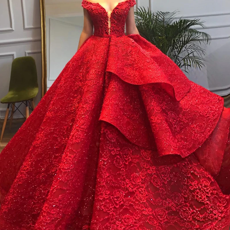 Robe De Soiree красное асимметрично драпированные роскошное вечернее платье аппликация с открытыми плечами длинное бальное платье вечернее платье