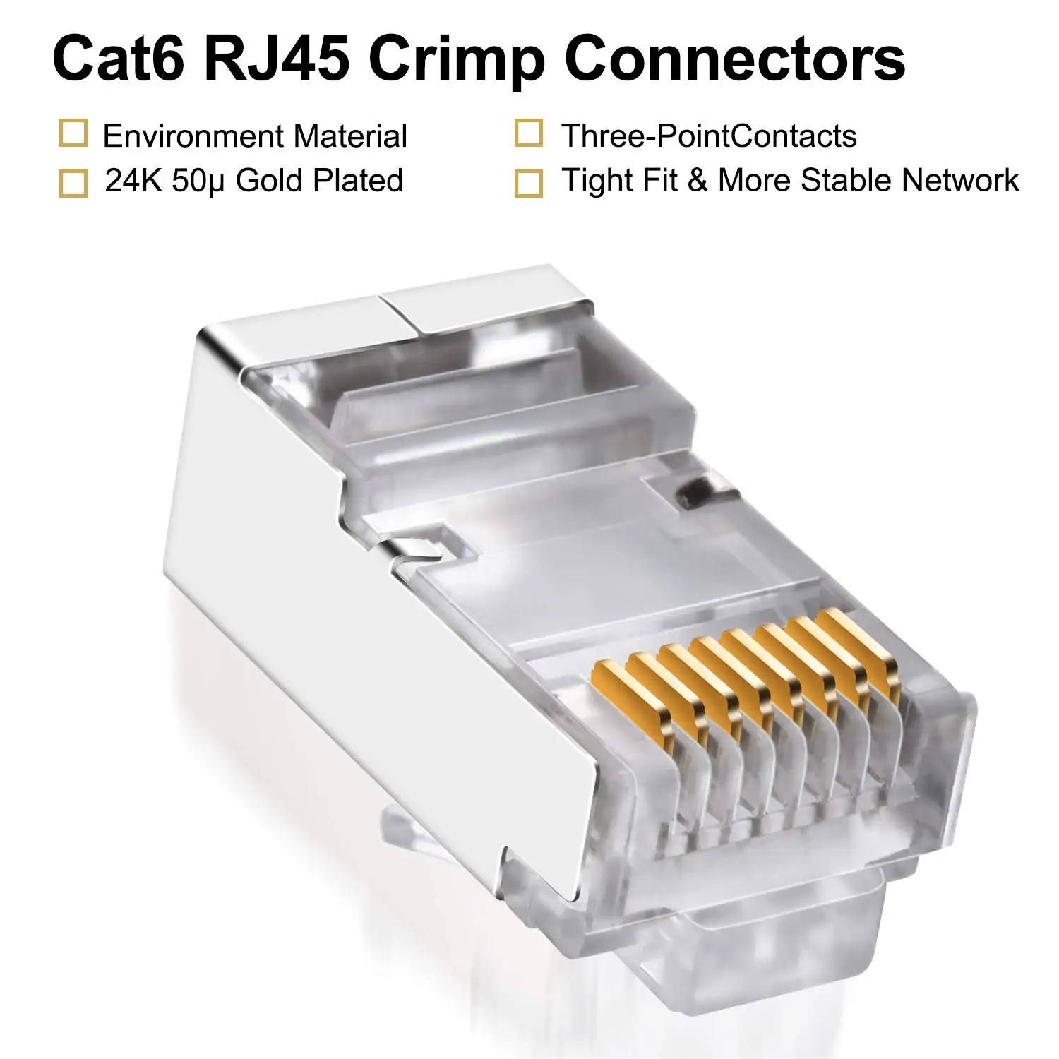 ZoeRax Cat6 RJ45 커넥터, 네트워크 RJ 45 크림퍼 커넥터 용 2 피스 디자인 모듈러 네트워크 플러그 커넥터 8P8C