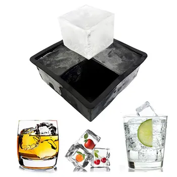 

Hot Sale New 4 Hole Square Shape Ice Cubes Tray Silicone Ice Cream Molds Maker Form Chocolate Mold For Party Random Color
