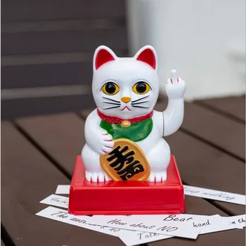 

Lucky Cat WITH ATTITUDE Funny Middle Finger Lucky Cat Shaking Hands Lucky Cat Fortune Crafts Figurines Novelty Gift Resin