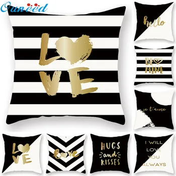 

Ouneed Sofa cushion cover gold letters Geometric pattern Polyester Decorative Pillowcase Home Decor animeative cojines almofadas