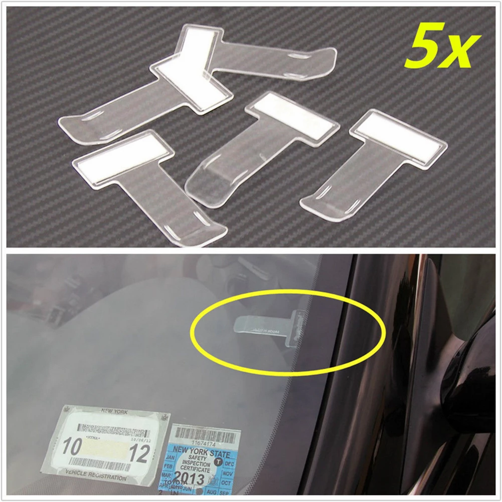 4x Car Vehicle Accessories Parking Ticket Permit Card Holder Stickers Clip  Clear