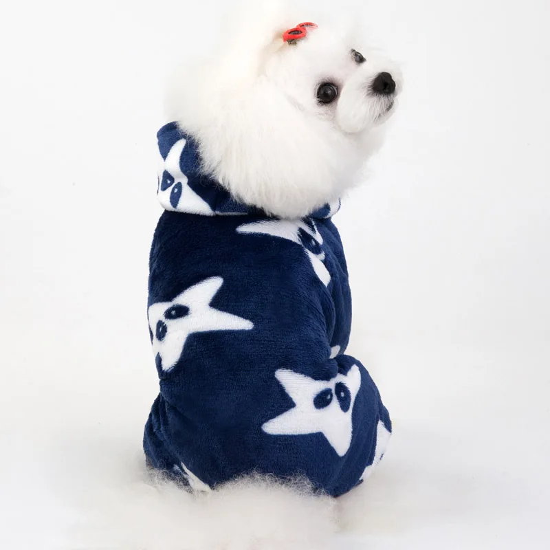 Мягкая зимняя одежда для собак комбинезон Теплый костюм куртка для Собаки Одежда для домашних питомцев щенков наряды Комбинезоны для маленьких собак чихуахуа Йоркцев - Цвет: Navy Blue