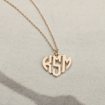 

Custom Initials Personalized Heart Monogram Necklaces For Women Wedding Jewelry Stainless Steel Letter Necklace 2019 Collier BFF