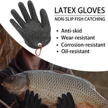 Latex Fishing Catching Gloves Anti-Slip Protect Fisherman Hand from Puncture Scrapes Professional Hunting Gloves 1/2Pcs