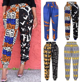 

Fadzeco 2019 New African Ladies Clothes Dashiki Print Trousers Wide Legs Female High Waist Pants African Dress For Women