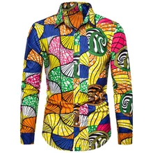 Мужские рубашки Повседневная модная Гипербола 3D печать тонкая рубашка с длинными рукавами Блузка в Ретро этническом стиле Прямая July18
