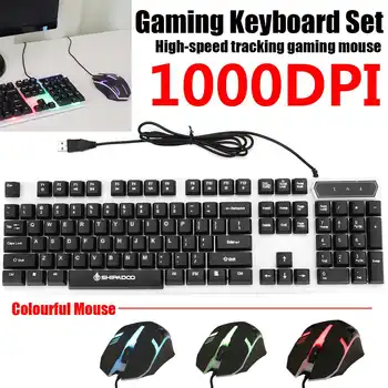 

3pcs Gaming Keyboard RGB Backlit Keyboard With Silent Gaming Mouse Set Keyboard Mouse Game Kit For Computer Game PC Laptop