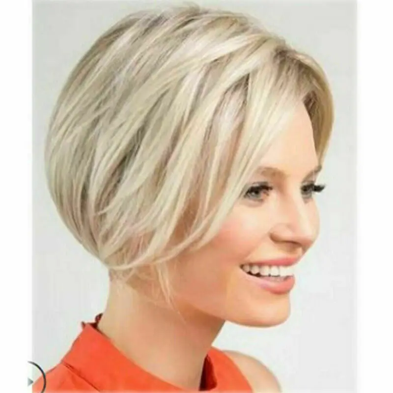 

2020 Newest Au Ladies Short Medium Wig Ombre Blonde Side Part Gray Wavy Wig Lace Front Women Fashion Lady Wig Short Hair