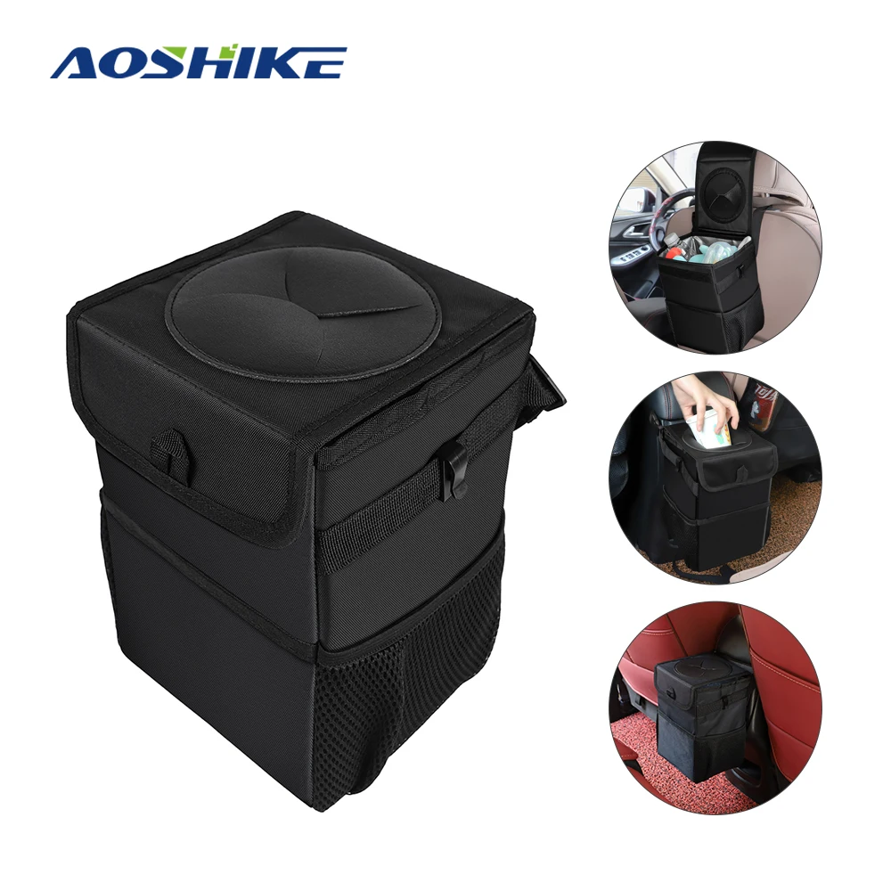 

AOSHIKE 1PCS Black collapsible car trash can Car storage bucket Chair back storage bag Storage bag Foldable garbage bag Storage