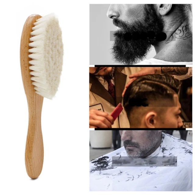 Natürliche Weichem Ziegen Borsten Haar Kehr Pinsel Männer Bart Kamm Oval  Holz Griff Barber Staub Pinsel Für Gebrochen Haar Reinigung werkzeug