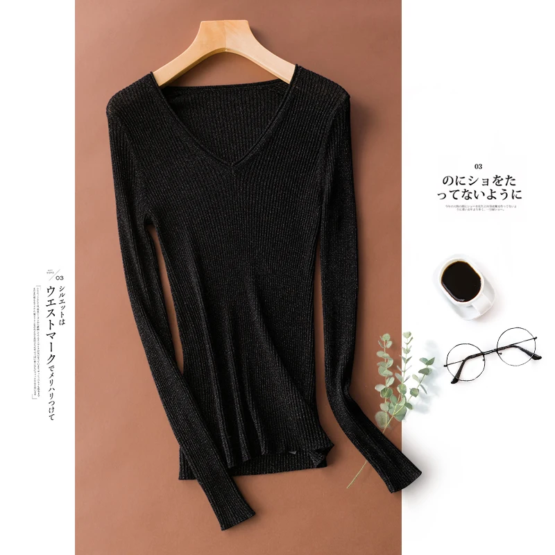 VOGGIN Sweater for Women Long Sleeve V Neck