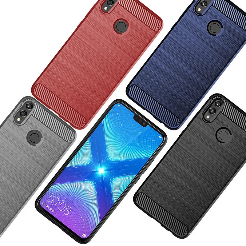 Чехол-кобура из 4 вида цветов углеродного волокна для Huawei Honor 8X мягкий силиконовый