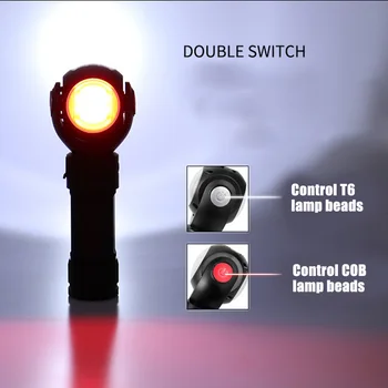 

360 Degree Rotating Magnet LED USB Chargeable Flashlight Torch Work Light for Outdoor Lighting MDJ998