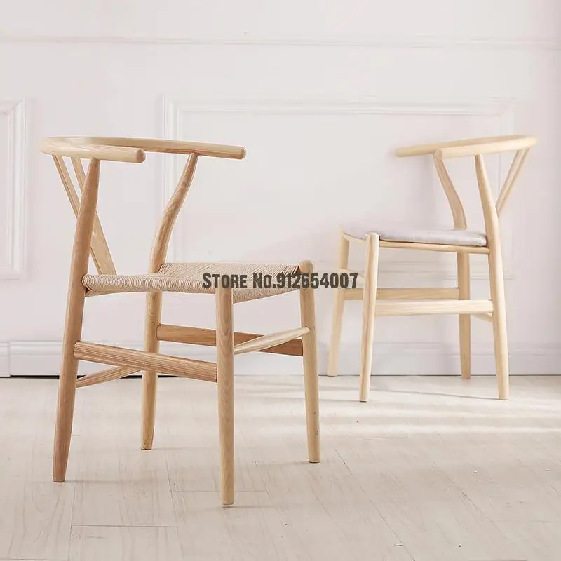 Y chair solid wood Nordic simple modern dining chair leisure arm