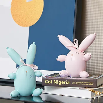 

Nordic Creative Resin lovely balloon rabbit Decorative ornaments Modern home Children's room Decoration miniature figurines